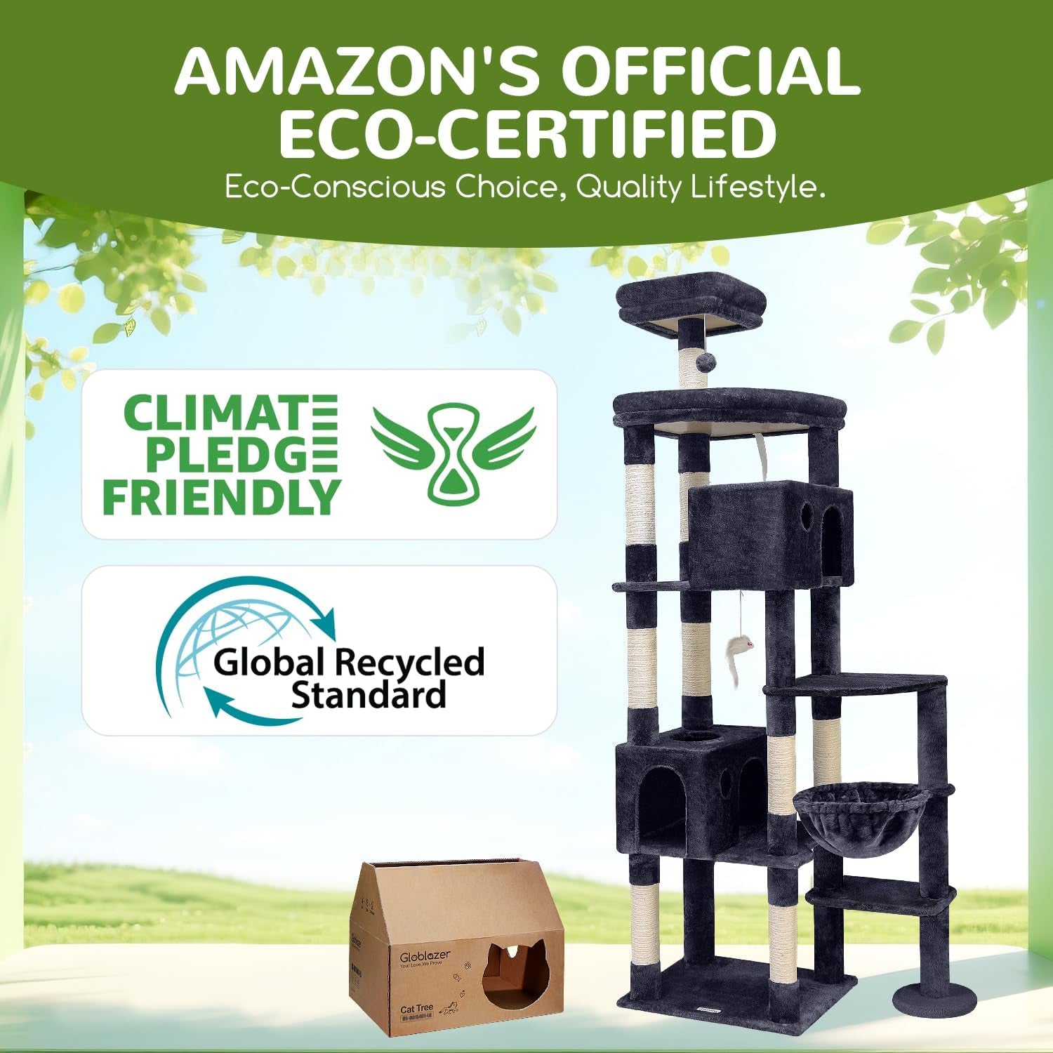 Giant Cat Tree, 83 Inch Cat Tree for Indoor Cats Large Adult, XXL Cat Tower with 9 Scratching Posts for 20Lb+ Heavy Duty Large Adult Cats, F83, Dark Grey