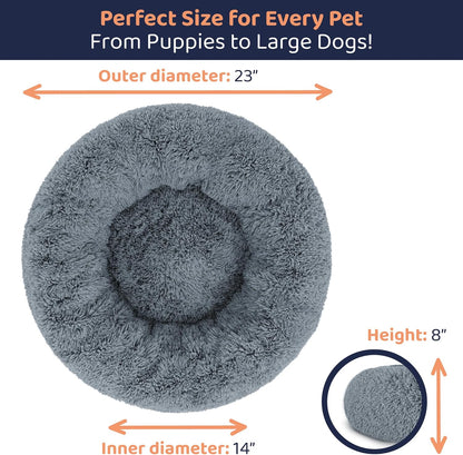 Donut Dog Bed - Premium Comfort for Anxiety Relief - Fluffy & Calming Design with Ultra-Plush Support | Cozy round Dog Bed with Super Soft Circle Style (Size S Dark Grey)