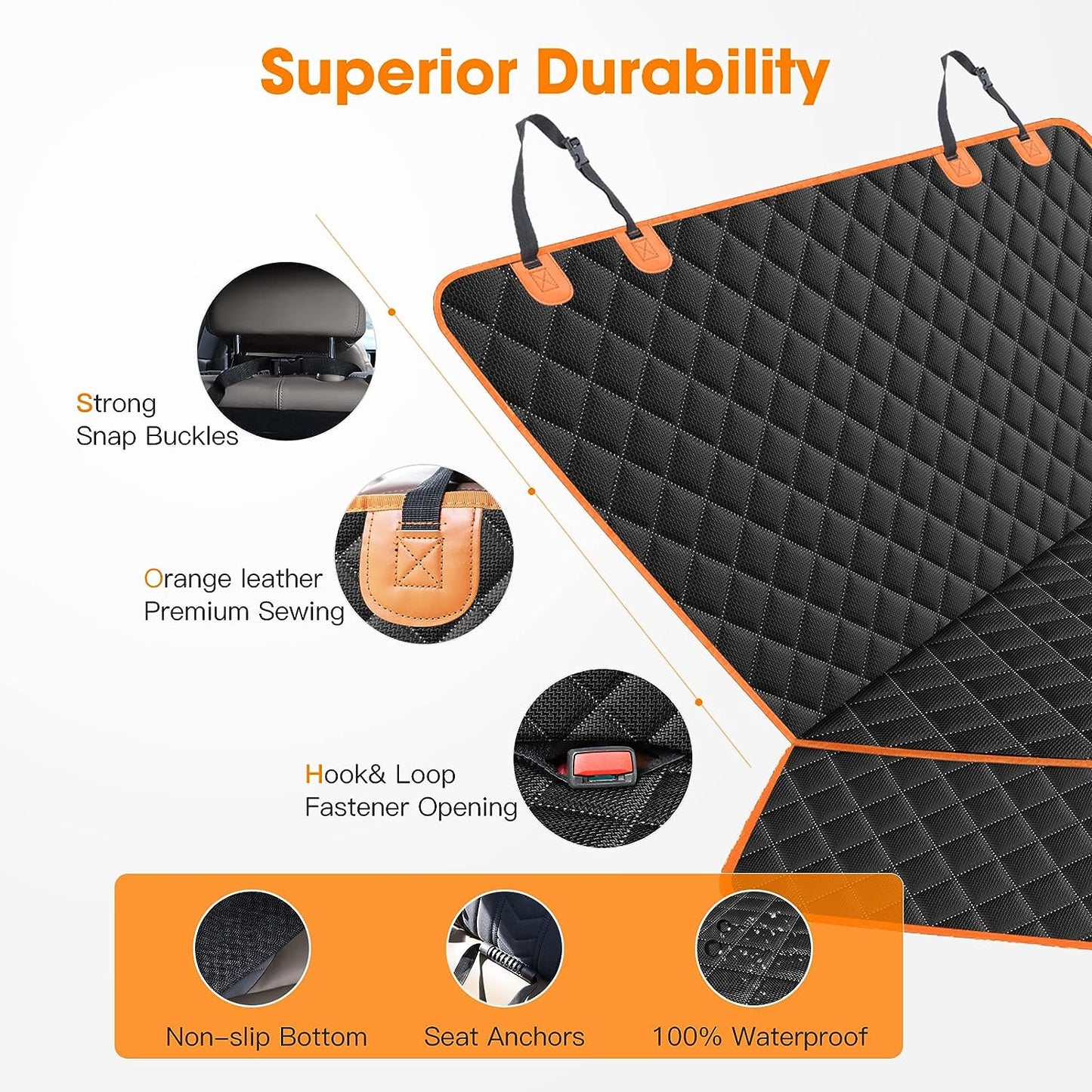 Dog Seat Cover for Back Seat Waterproof Dog Seat Covers for Cars, Car Seat Protector for Dogs, Nonslip Back Seat Cover for Trucks & SUV