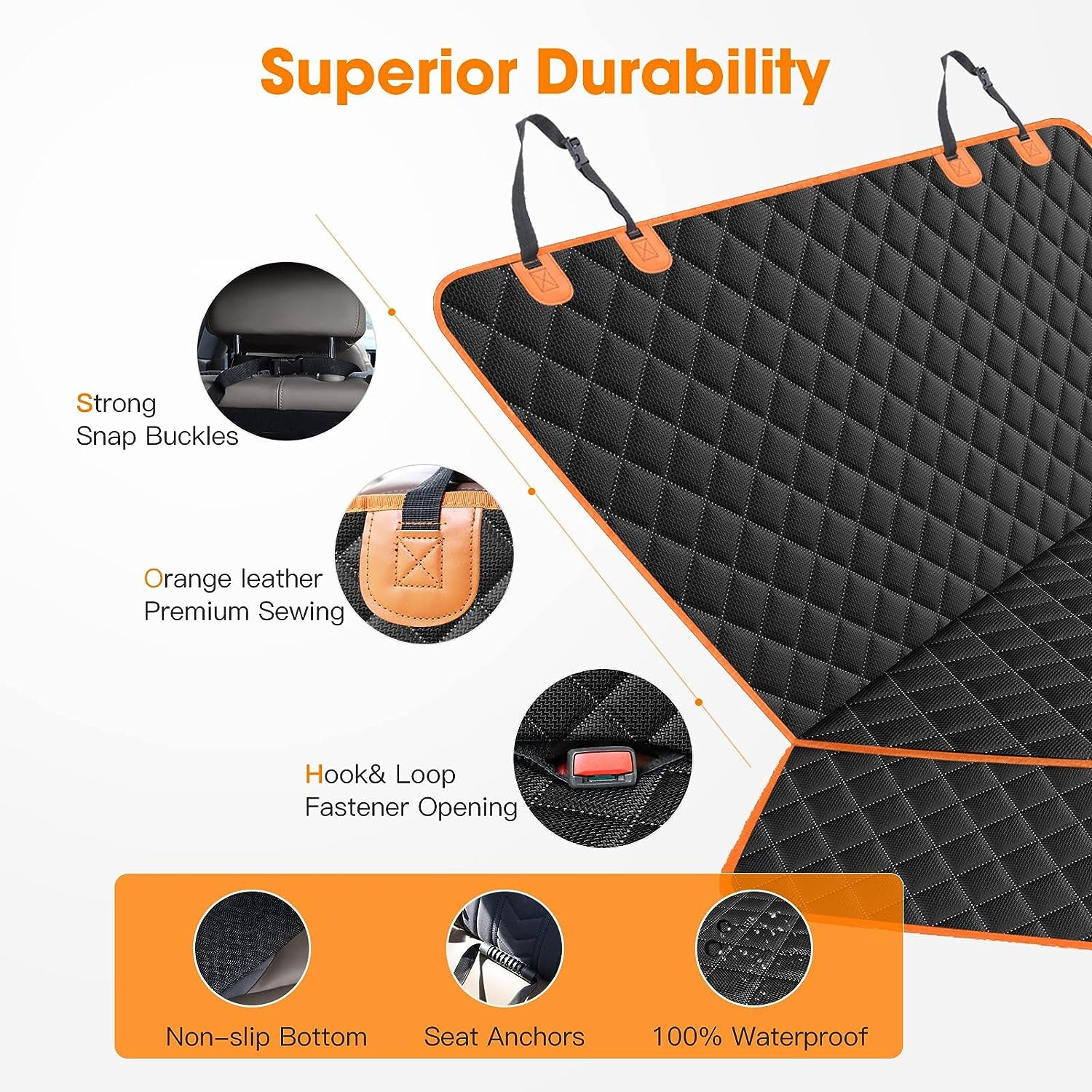 Dog Seat Cover for Back Seat Waterproof Dog Seat Covers for Cars, Car Seat Protector for Dogs, Nonslip Back Seat Cover for Trucks & SUV