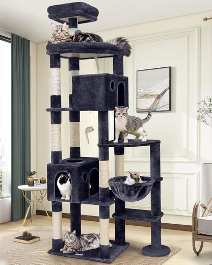 Giant Cat Tree, 83 Inch Cat Tree for Indoor Cats Large Adult, XXL Cat Tower with 9 Scratching Posts for 20Lb+ Heavy Duty Large Adult Cats, F83, Dark Grey