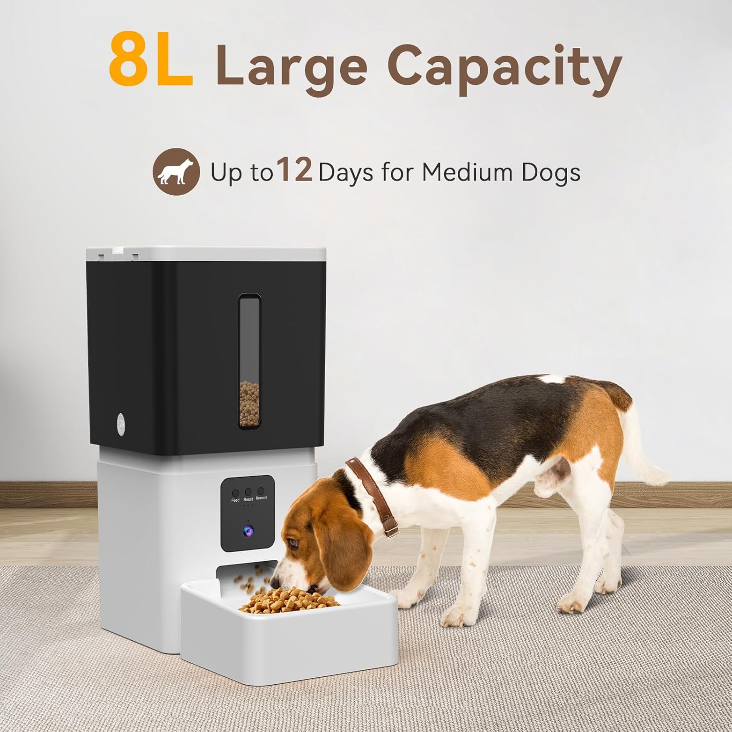 Automatic Dog Feeder with Camera: 8L/33 Cups 5G Wifi Timed Food Dispenser for Medium Dogs - 1080P HD Night Vision Video Recording 2-Way Audio APP Control