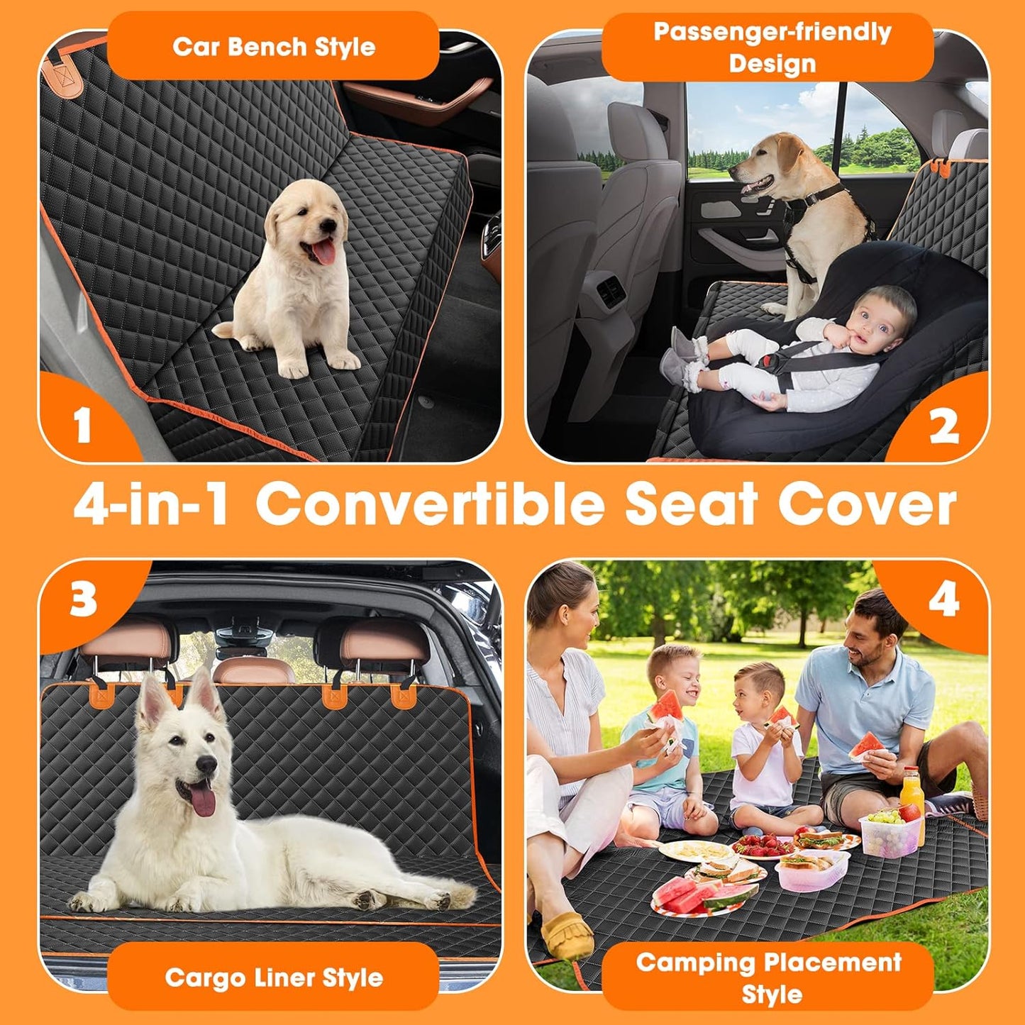 Dog Seat Cover for Back Seat Waterproof Dog Seat Covers for Cars, Car Seat Protector for Dogs, Nonslip Back Seat Cover for Trucks & SUV