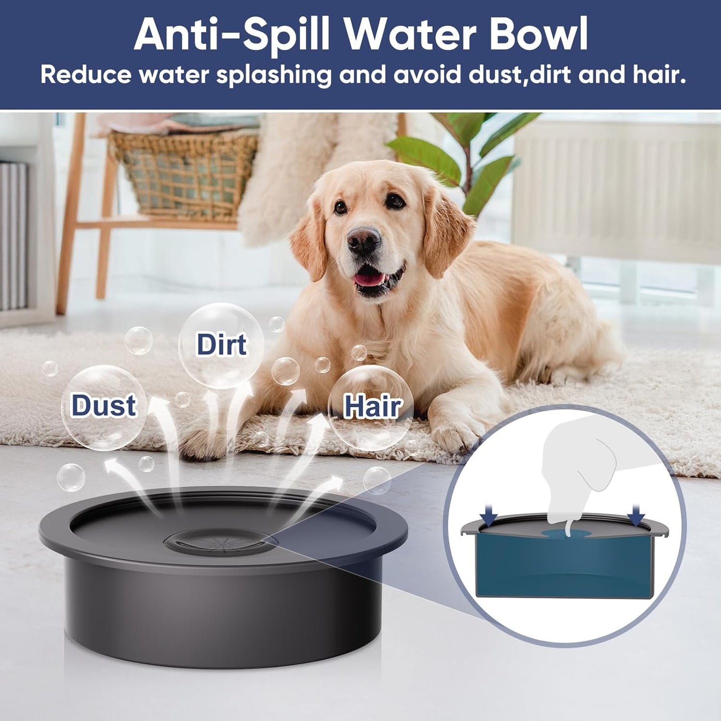 Slow Feeder Dog Bowl Elevated Food and Water Bowl Stand for Large Medium Sized Dog, 4 Heights Adjustable, Non-Slip, Durable, Prevents Bloating & Improves Digestion for Dogs
