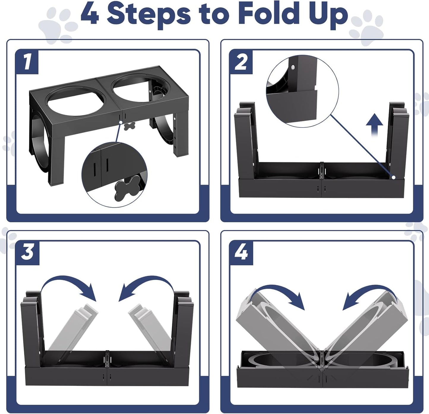 Slow Feeder Dog Bowl Elevated Food and Water Bowl Stand for Large Medium Sized Dog, 4 Heights Adjustable, Non-Slip, Durable, Prevents Bloating & Improves Digestion for Dogs