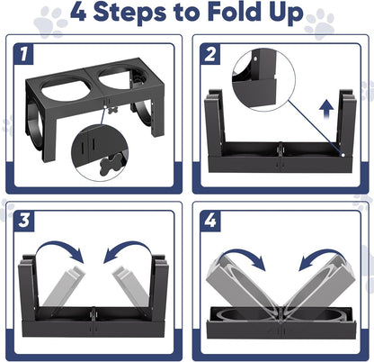 Slow Feeder Dog Bowl Elevated Food and Water Bowl Stand for Large Medium Sized Dog, 4 Heights Adjustable, Non-Slip, Durable, Prevents Bloating & Improves Digestion for Dogs