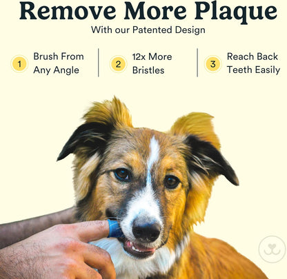 Dog Toothbrush, 360 Dog Tooth Brushing Kit, Finger Toothbrush, Cat Tooth Brush, Teeth Cleaning, Pet Tooth Brush for Small & Large Pets, Pet Toothpaste Not Included, 2-Pack Blue