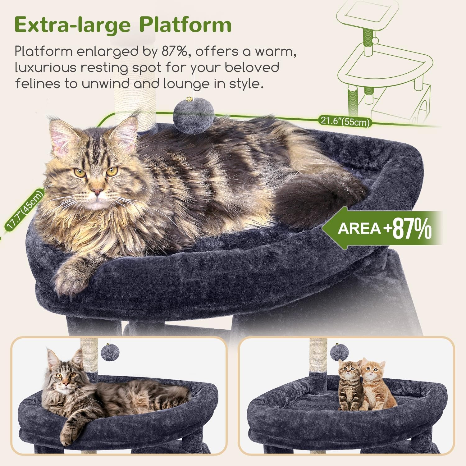 Giant Cat Tree, 83 Inch Cat Tree for Indoor Cats Large Adult, XXL Cat Tower with 9 Scratching Posts for 20Lb+ Heavy Duty Large Adult Cats, F83, Dark Grey