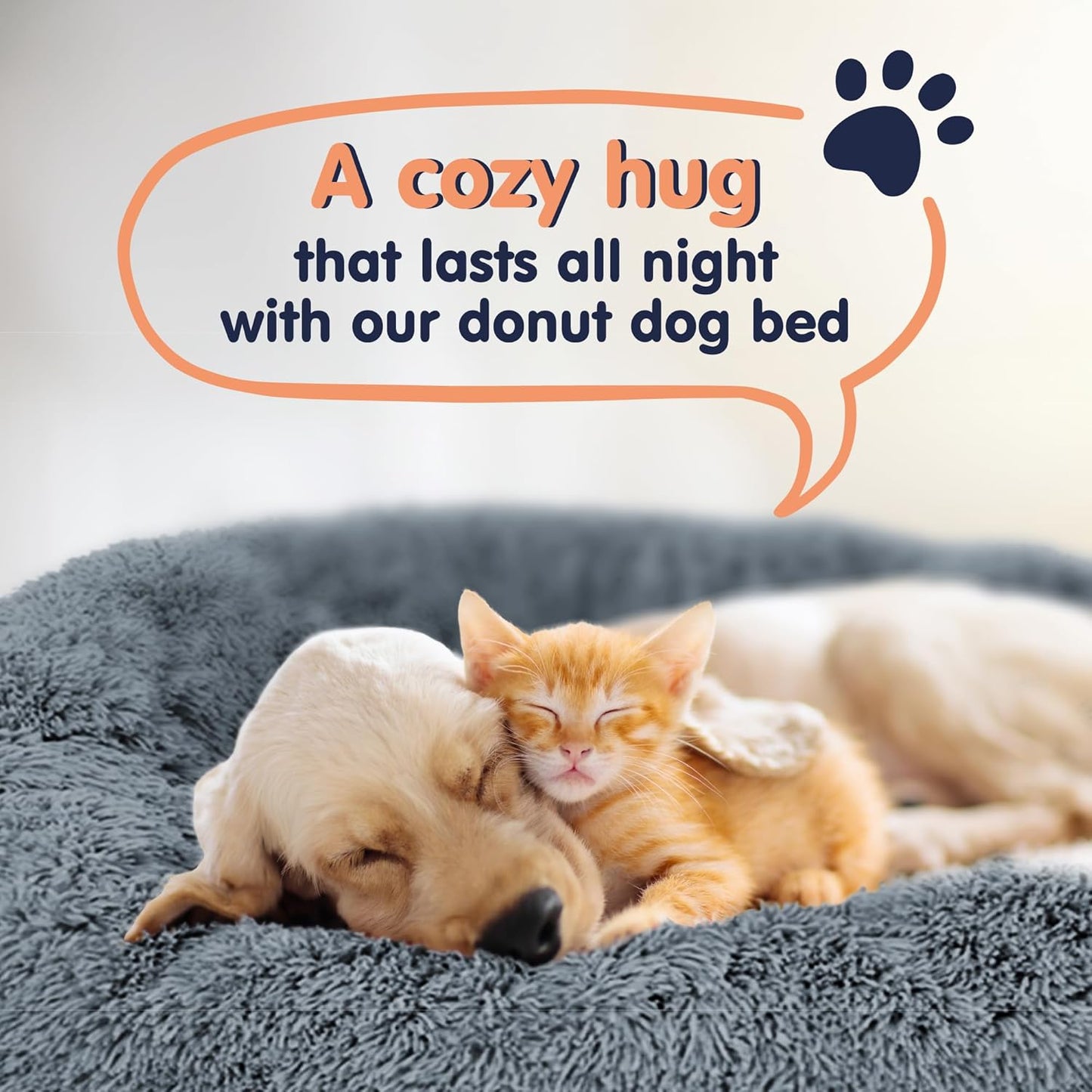 Donut Dog Bed - Premium Comfort for Anxiety Relief - Fluffy & Calming Design with Ultra-Plush Support | Cozy round Dog Bed with Super Soft Circle Style (Size S Dark Grey)